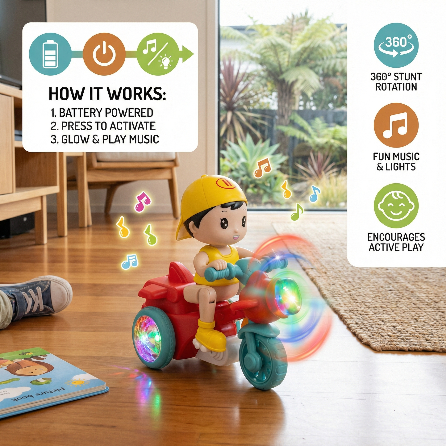 Glowing Musical Kids Stunt Roller Toy