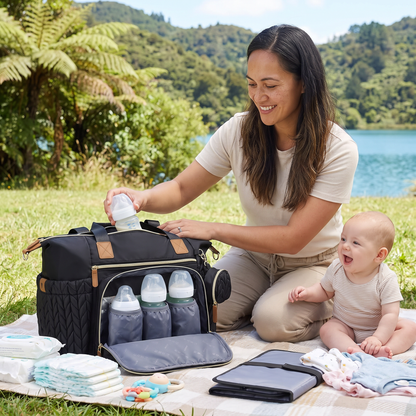 Lightweight Waterproof Diaper Tote Bag – Large Capacity with Changing Pad & Pacifier Case