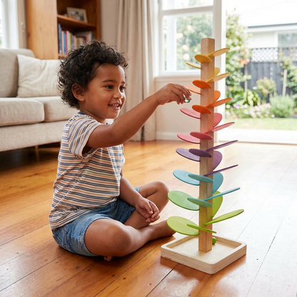 Montessori Rainbow Marble Wooden Tower