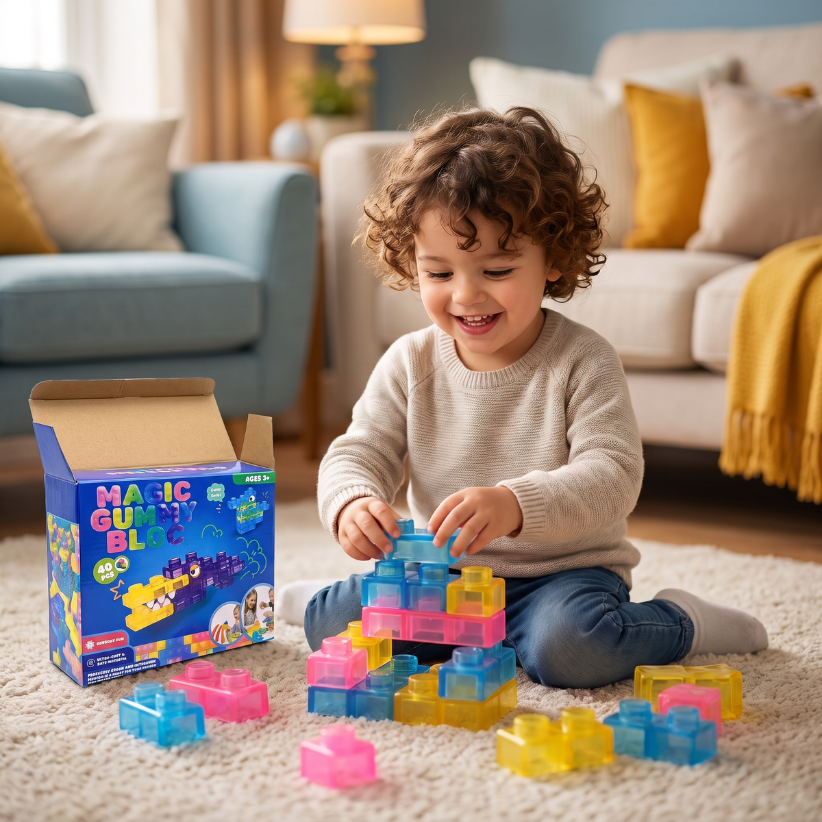 Safe & Soft Squishy Jelly Building Blocks for Kids