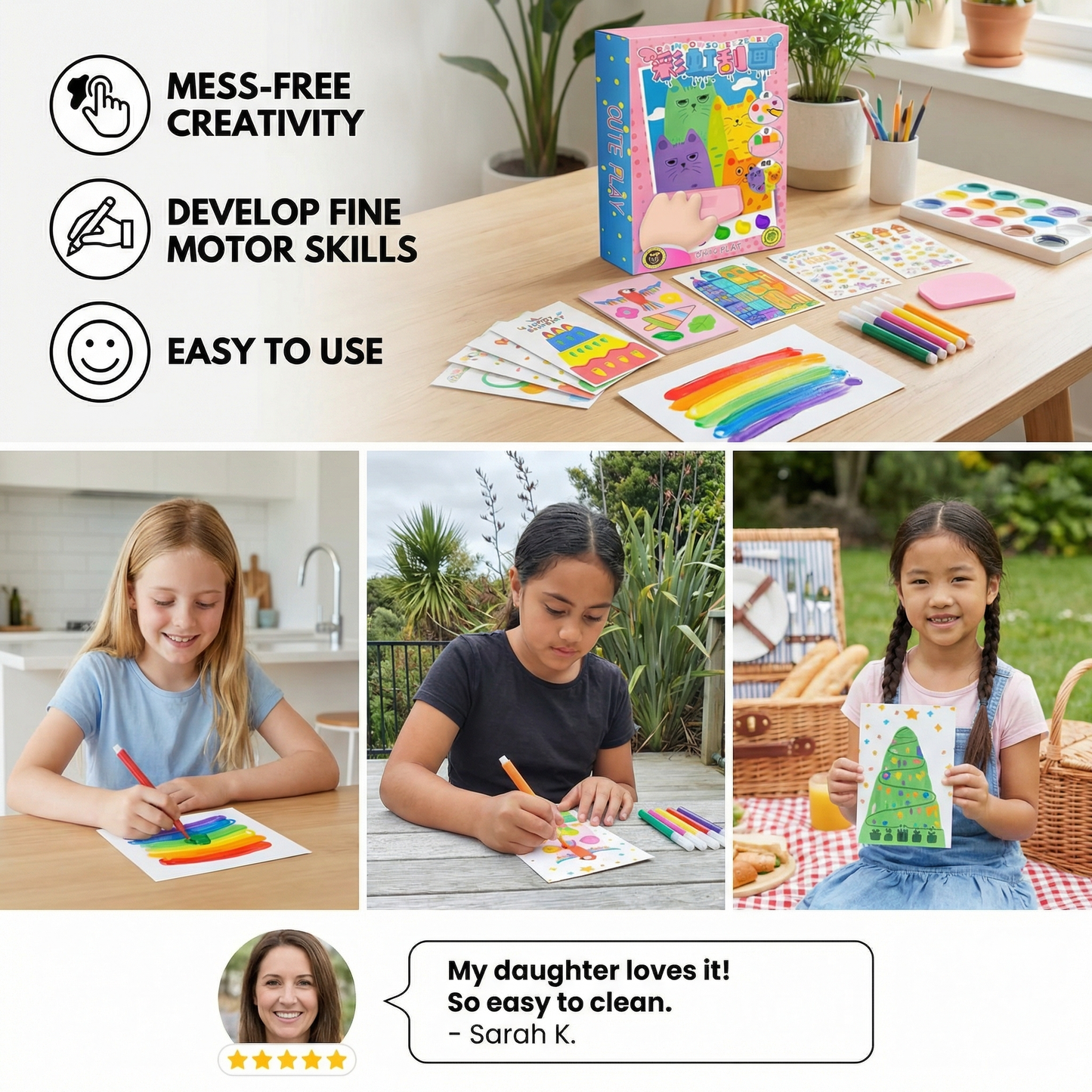 Creative Rainbow Colors Smudge Art Set