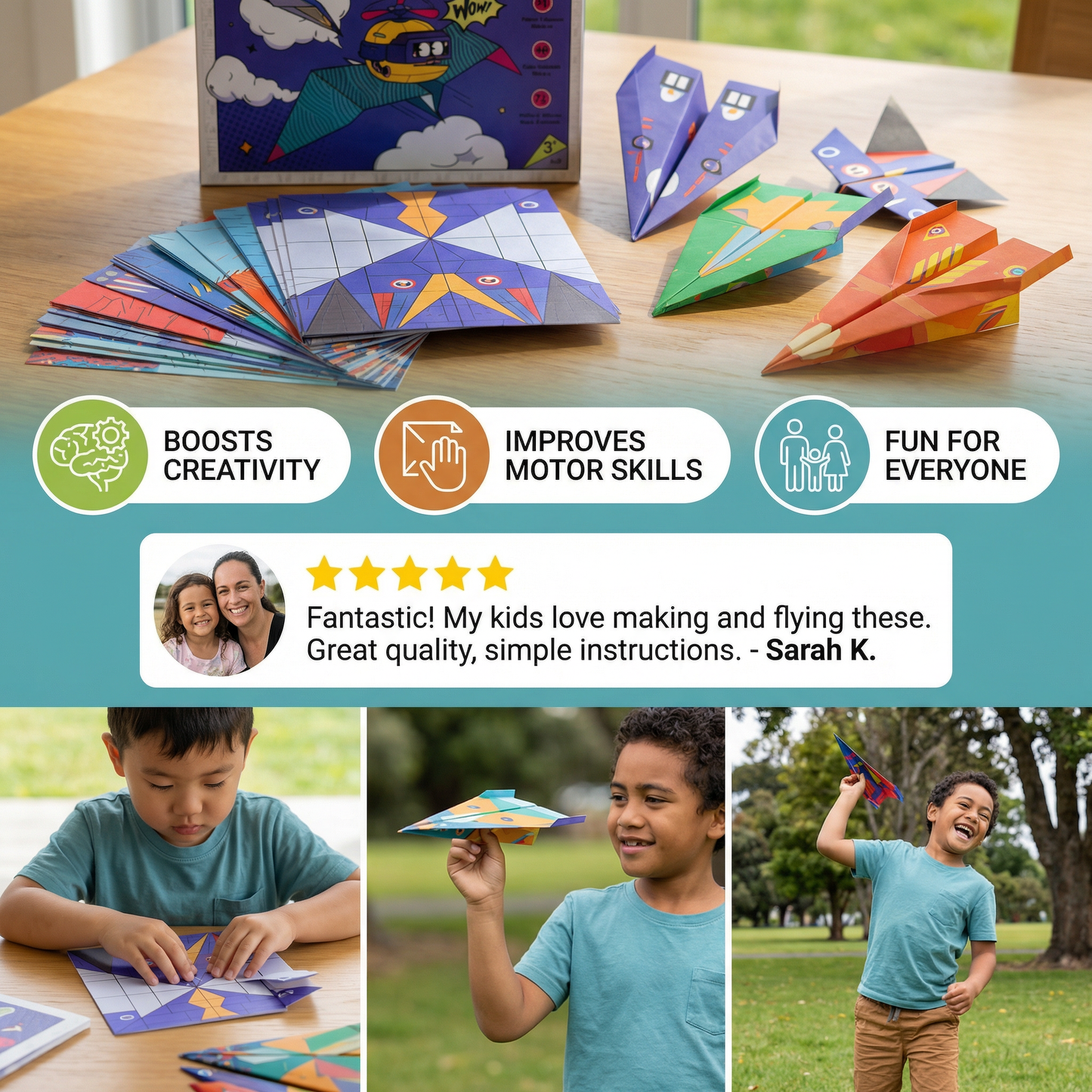 Origami Paper Airplane Building Set with Instructions