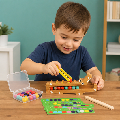 Crocodile Color Game – Educational Game with Sorting Cards and Wooden Toy