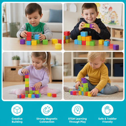Toddler Safe 4.2cm Magnetic Building Cubes – STEM Learning Blocks