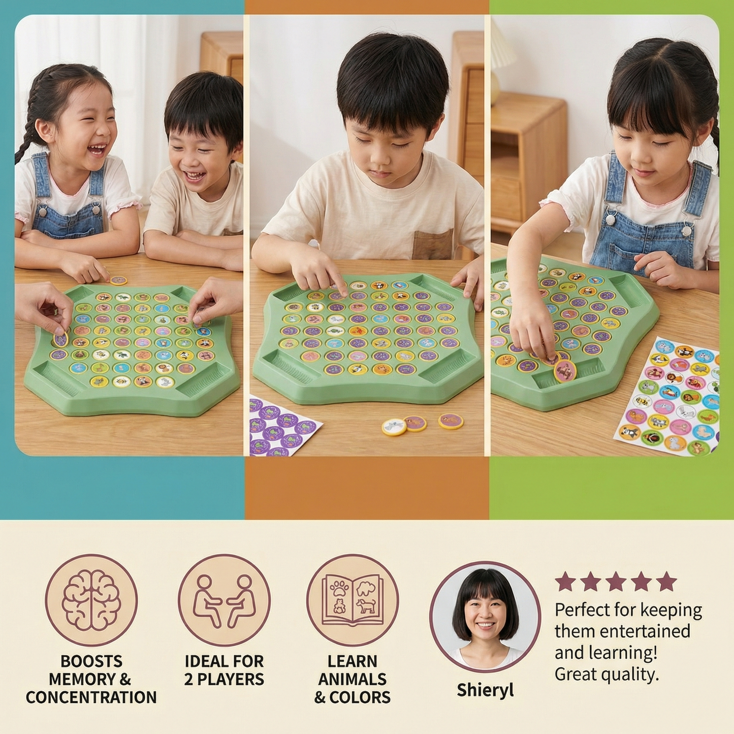 Animal Coin Memory Game Board