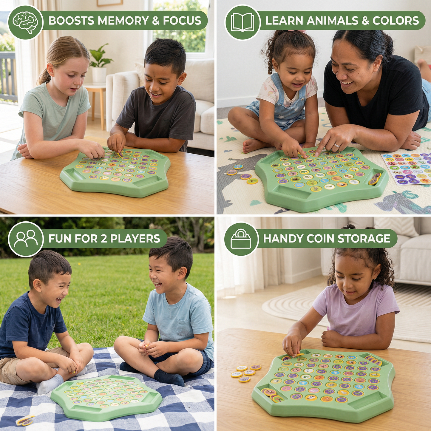 Animal Coin Memory Game Board