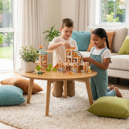 Montessori Wooden Building Block Set – Natural Stacking and Construction Toy