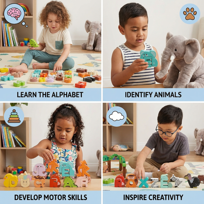 Wooden Animal Alphabet Puzzle – A–Z Learning Toy for Children