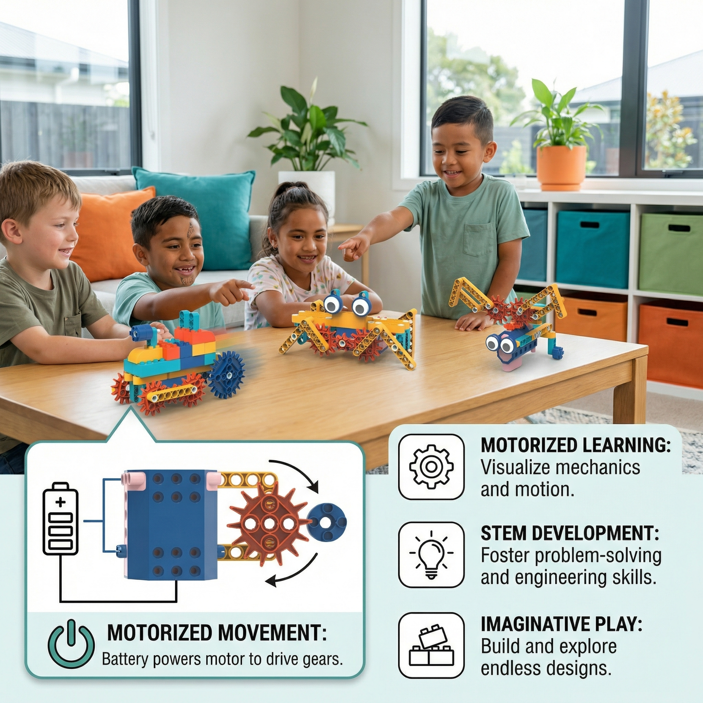 Science and Educational Building Blocks with Motor