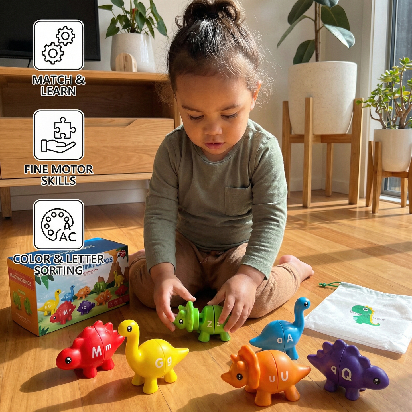 Educational Montessori Color Dinosaur Sorting Game Set