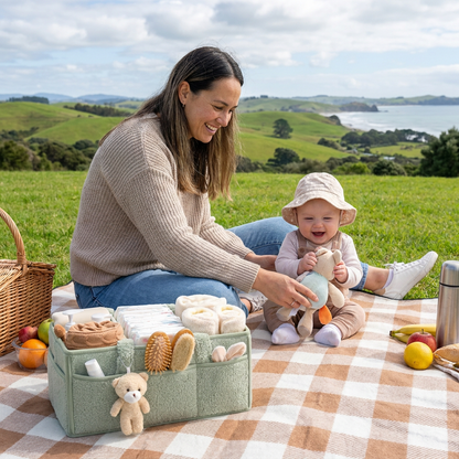 Plush Sherpa Baby Diaper Caddy – Storage Basket for Nursery & Changing Table