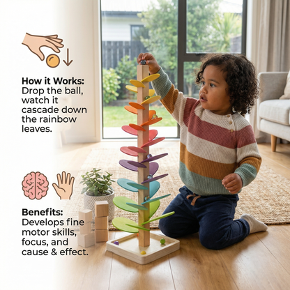 Montessori Rainbow Marble Wooden Tower