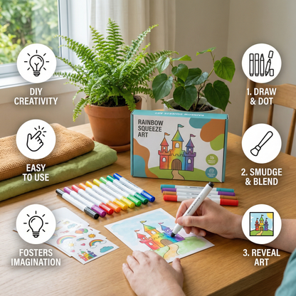 Creative Rainbow Colors Smudge Art Set