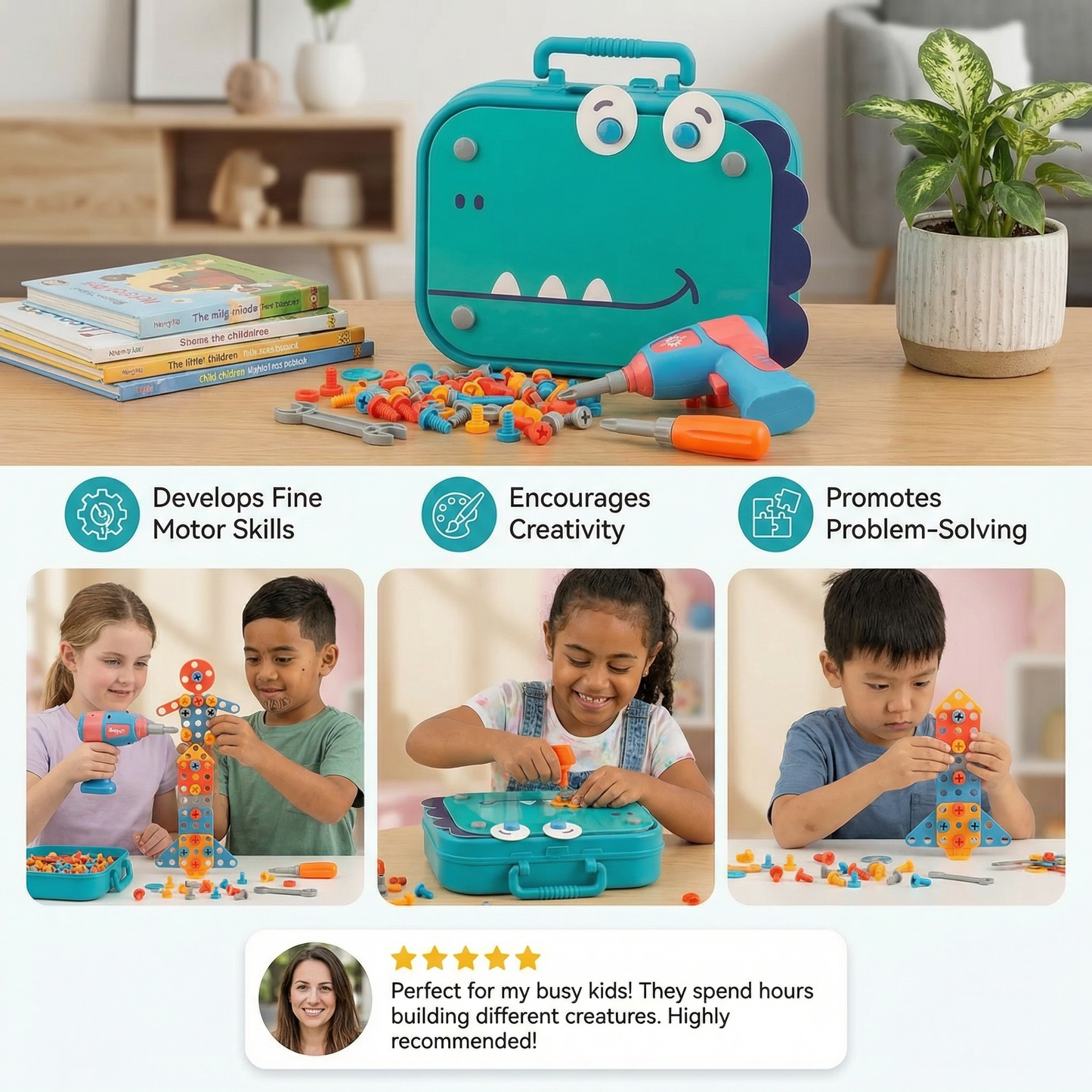 Kids’ Construction Set in Cute Dino Design