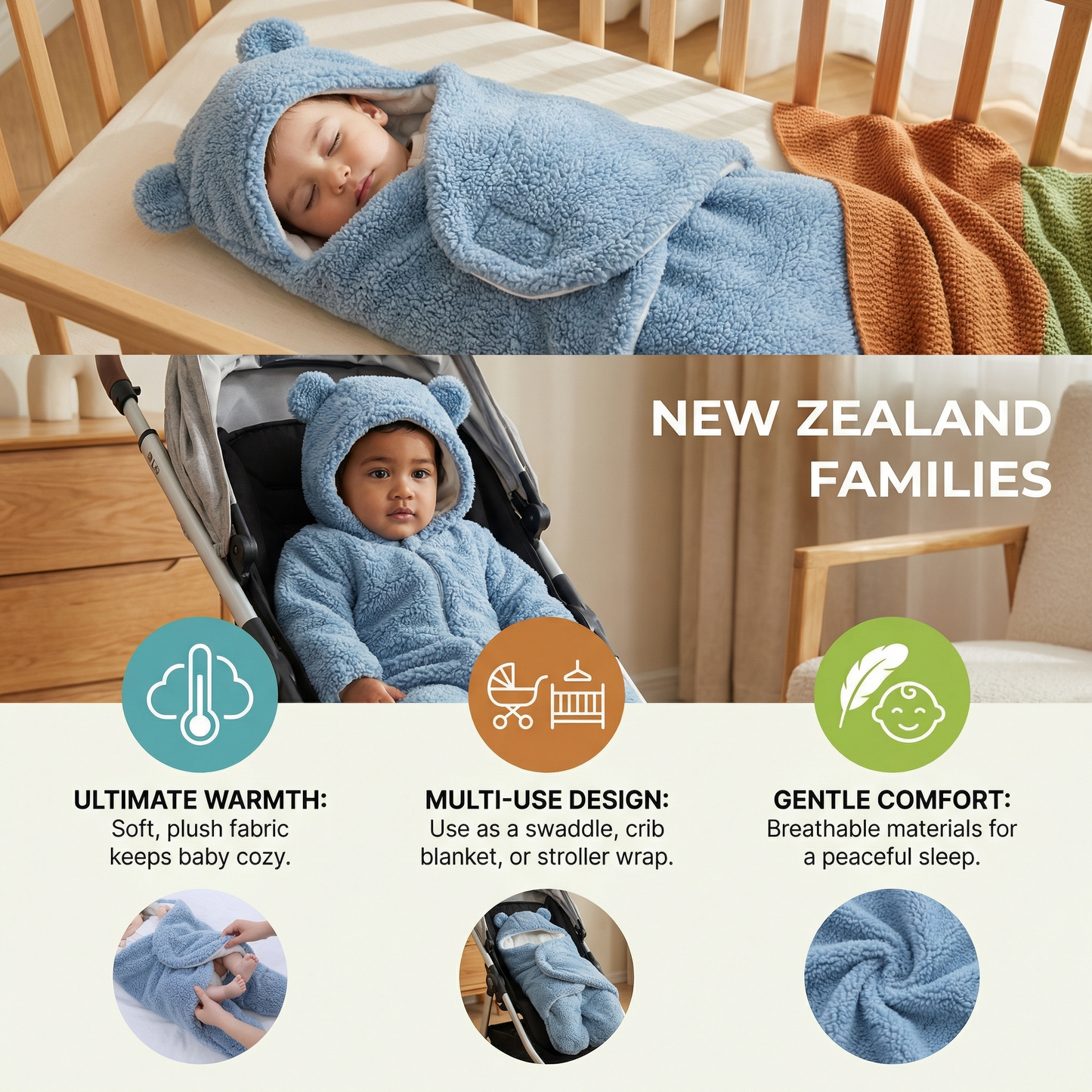 Baby Blanket and Pajamas in Bear Design