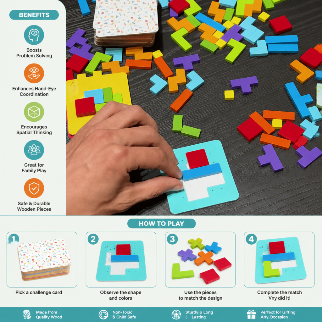 Wooden  Shape Matching Puzzle Family Game