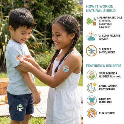 Natural Mosquito Repellent Stickers for Children and Babies (100 Pieces)