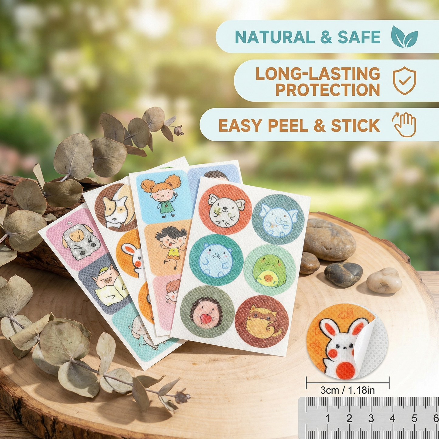 Natural Mosquito Repellent Stickers for Children and Babies (100 Pieces)