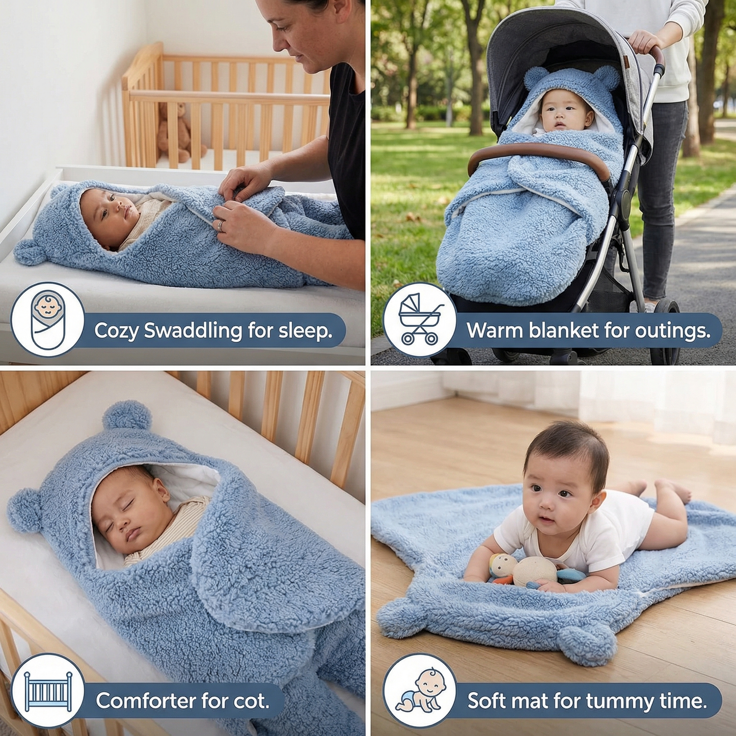 Baby Blanket and Pajamas in Bear Design