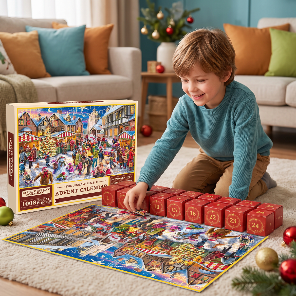 Christmas Jigsaw Puzzle Advent Calendar – 1008-Piece 24-Day Countdown Puzzle Set