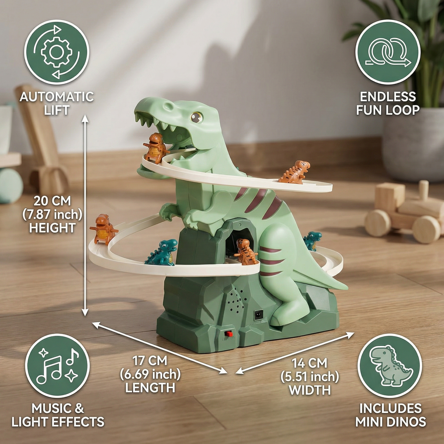 Dinosaur Slide Roller Coaster Fun