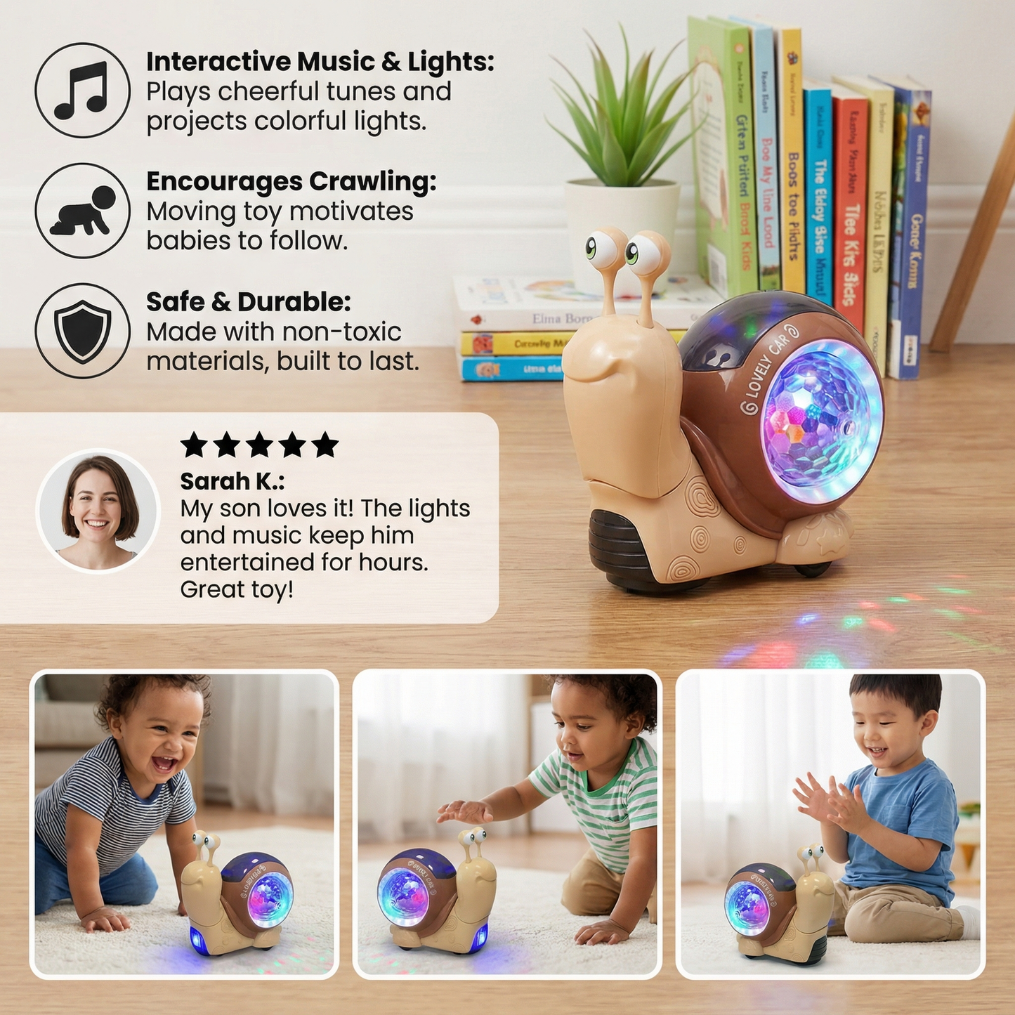 Glowing and Music-Playing Snail Crawling Toy