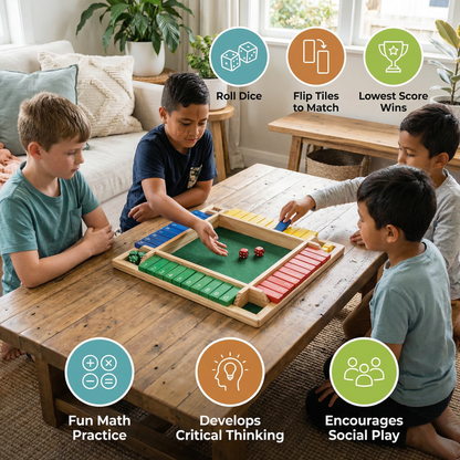 Shut The Box Family Folding Game 4-Player Set