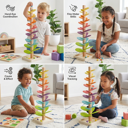 Montessori Rainbow Marble Wooden Tower