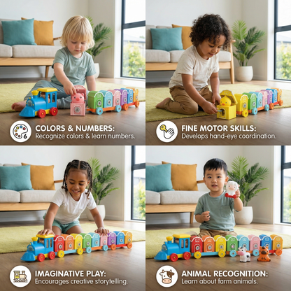 Montessori Farm Learning Train Toy for Kids