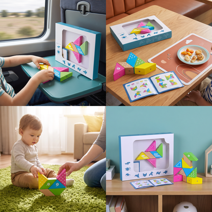 Magnetic Wooden Geometry  Puzzle Blocks