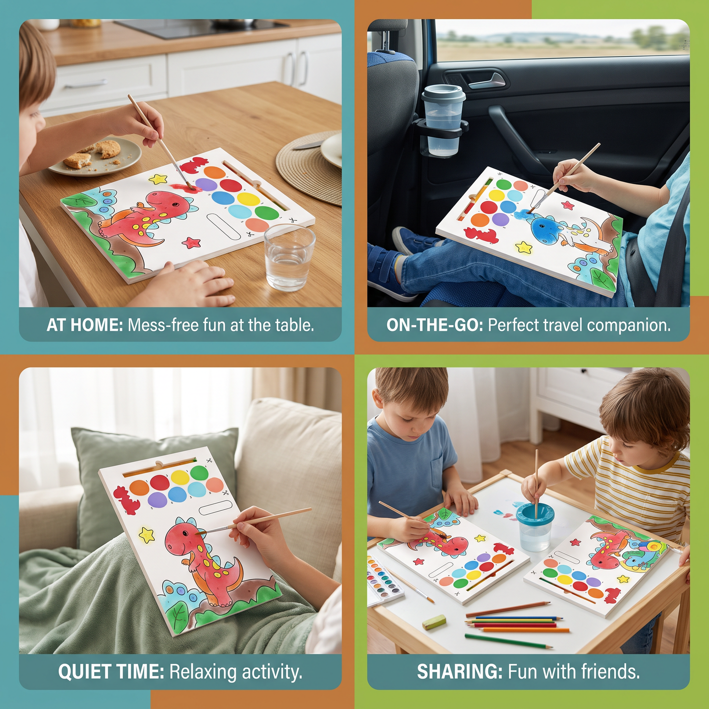 Watercolor Painting Book with Brush – Mess-Free Paint with Water Fun