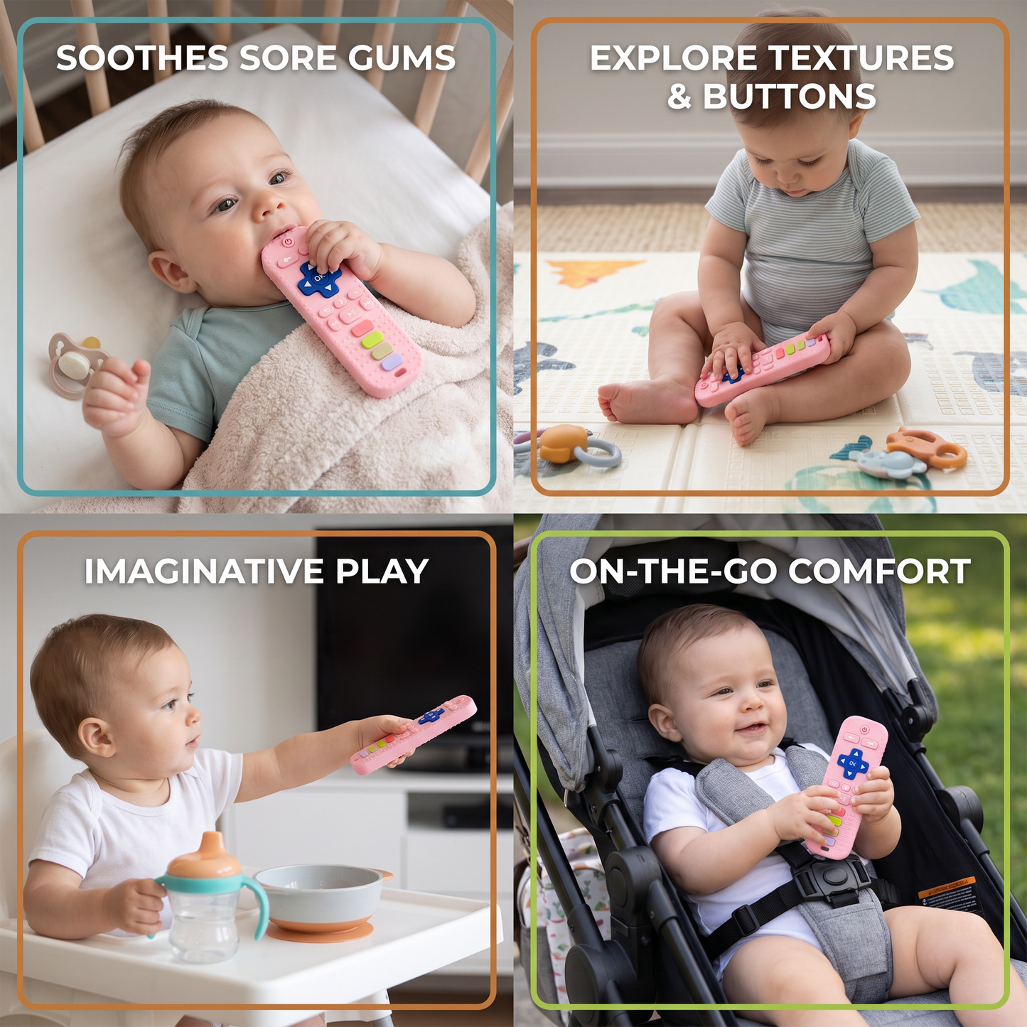 Silicone Remote Control Baby Teether – BPA-Free Sensory Chew Toy