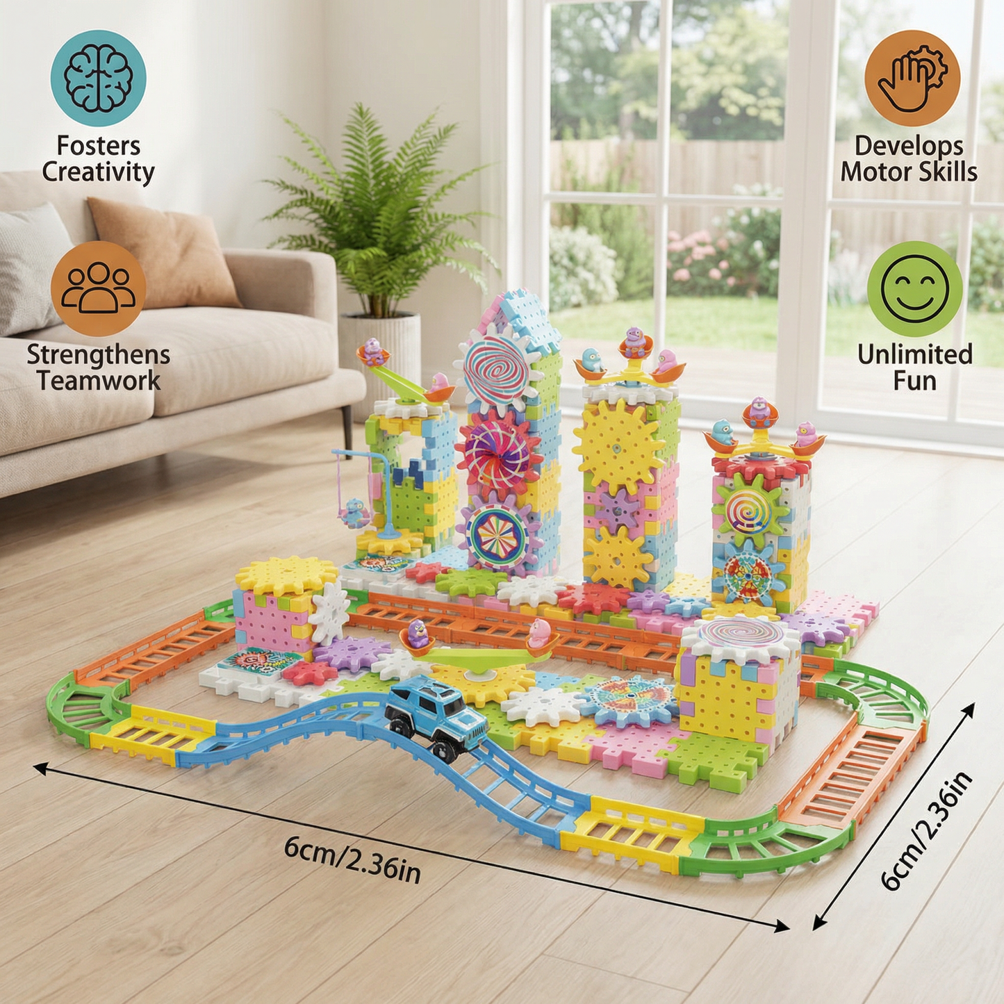 Rotating Montessori Gear Building Block Toy