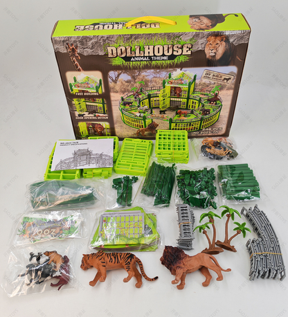 Modular Build-Your-Own Zoo Playset with Animal Figures & Interactive Cages