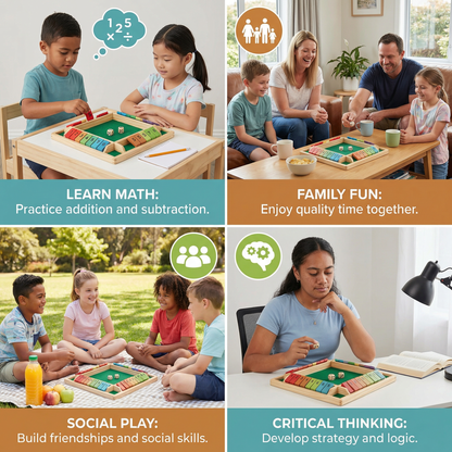 Shut The Box Family Folding Game 4-Player Set