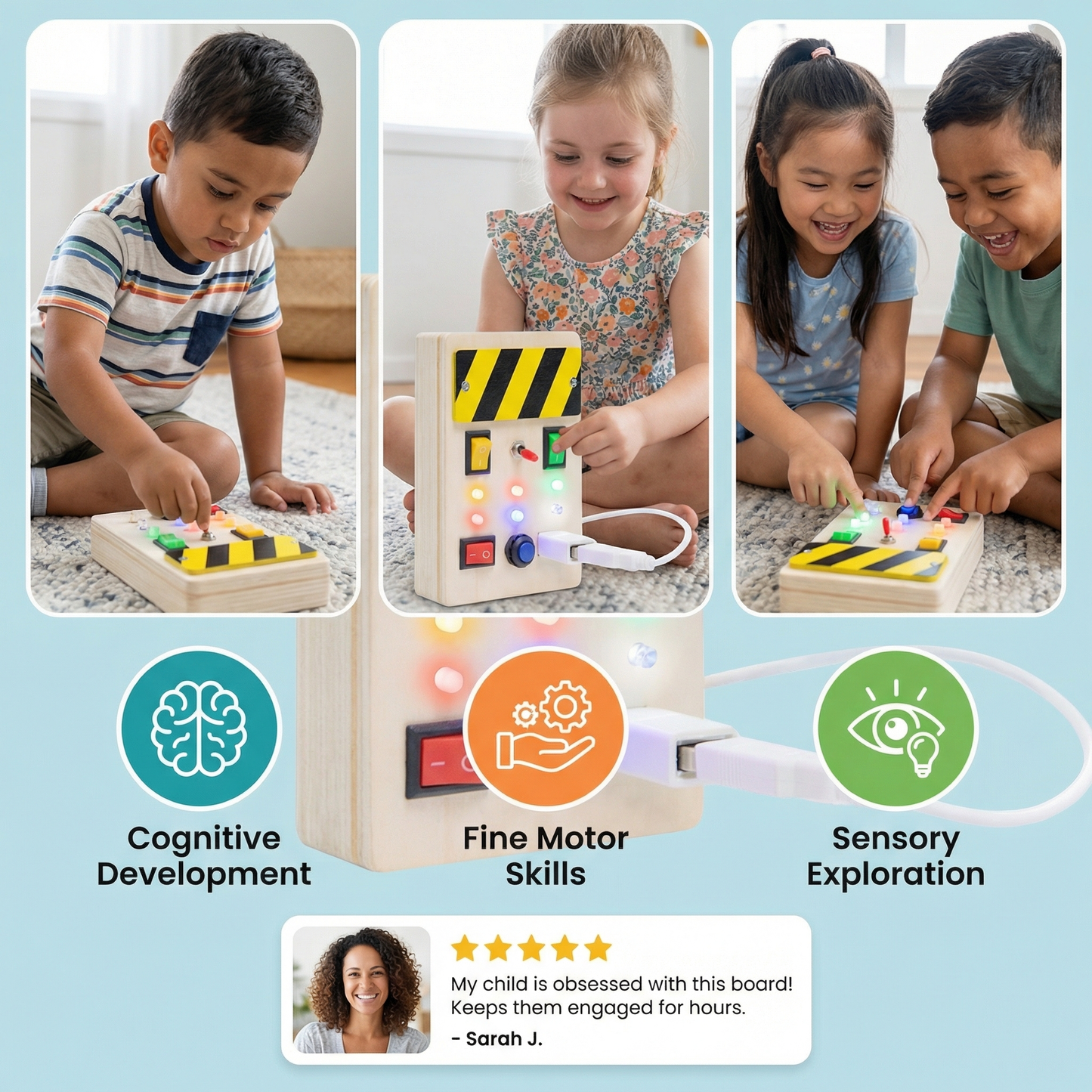 Montessori Activity Board Made of Wood