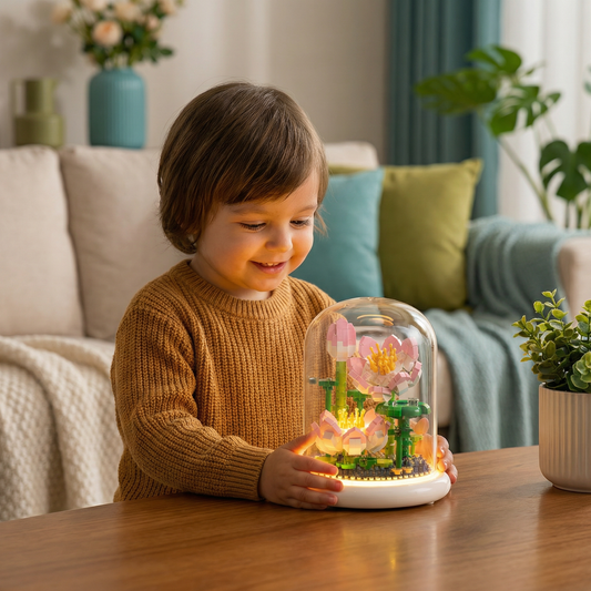 Noble Building Block Flower in Glass