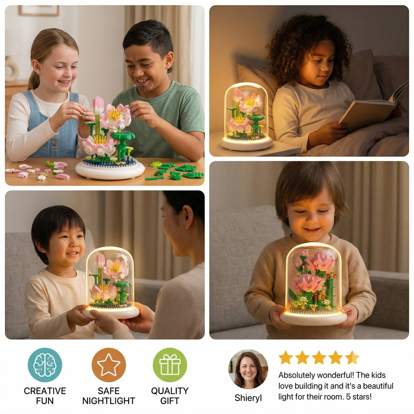 Noble Building Block Flower in Glass
