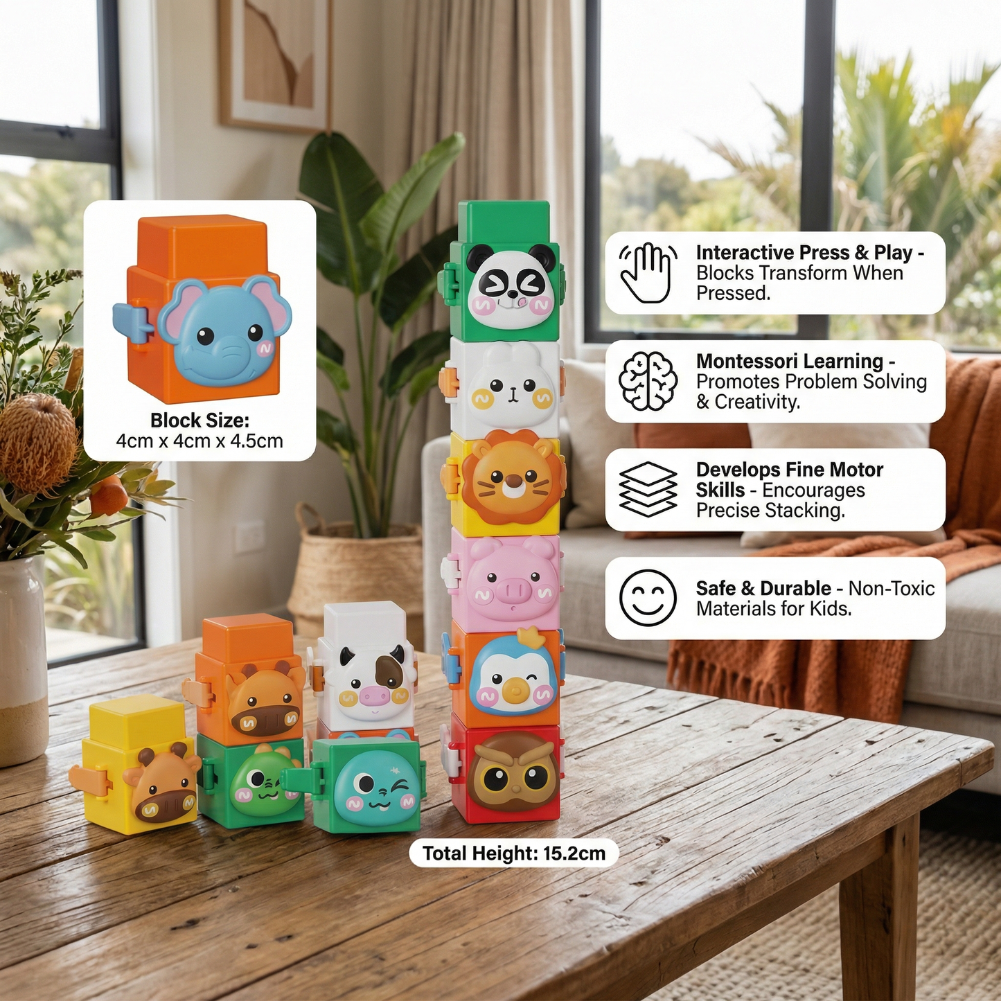 Educational Montessori Animal Stacking Building Toy