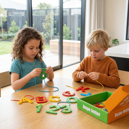 Letters, Numbers, and Colors Wooden Lacing Learning Toy