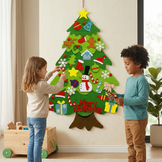 DIY Felt Christmas Tree for Kids | Safe Wall Decoration with Removable Ornaments for Fun Christmas Play