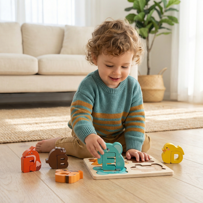 Wooden Animal Alphabet Puzzle – A–Z Learning Toy for Children