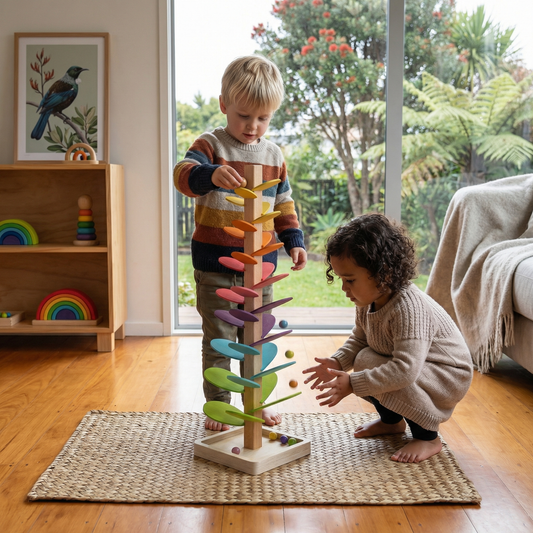 Montessori Rainbow Marble Wooden Tower