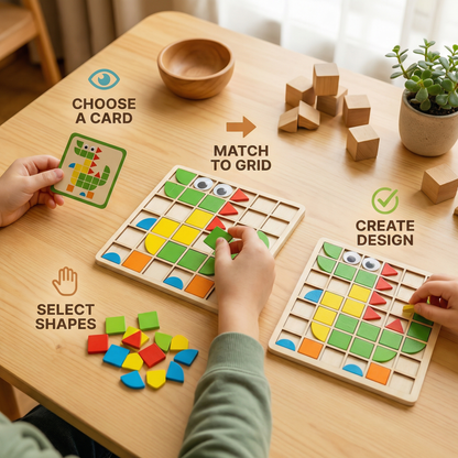 Montessori Mosaic Puzzle Colors and Shapes Game