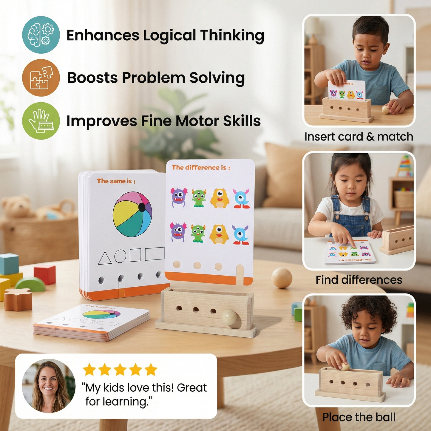 Wooden Logic Decoding Learning Game for Kids – Promoting Early Skills