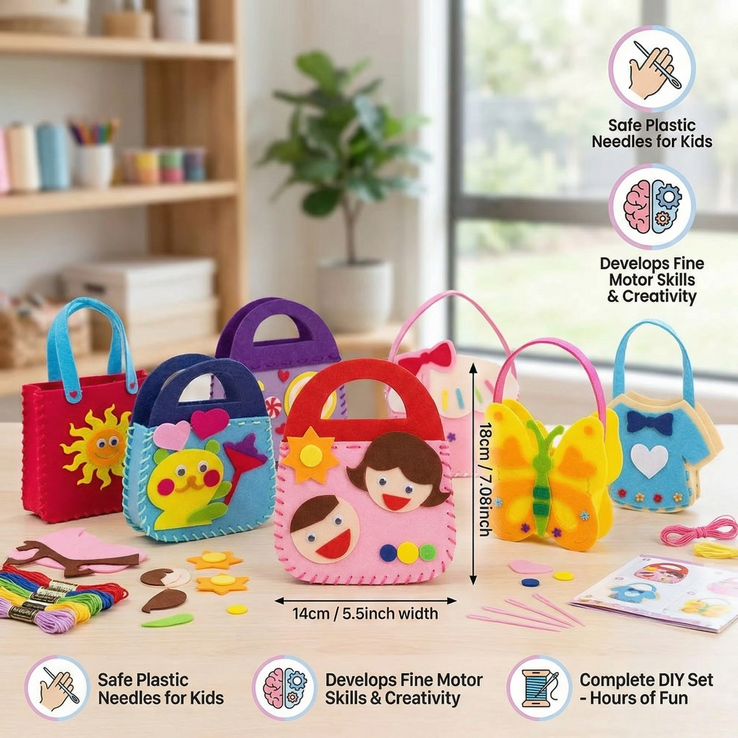 Safe Felt Pouch Set for DIY Sewing