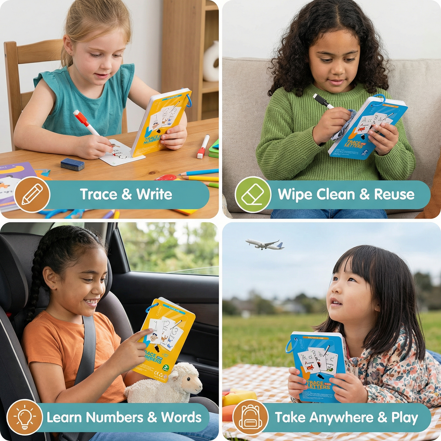 Reusable Numbers and Letters Training Book for Children