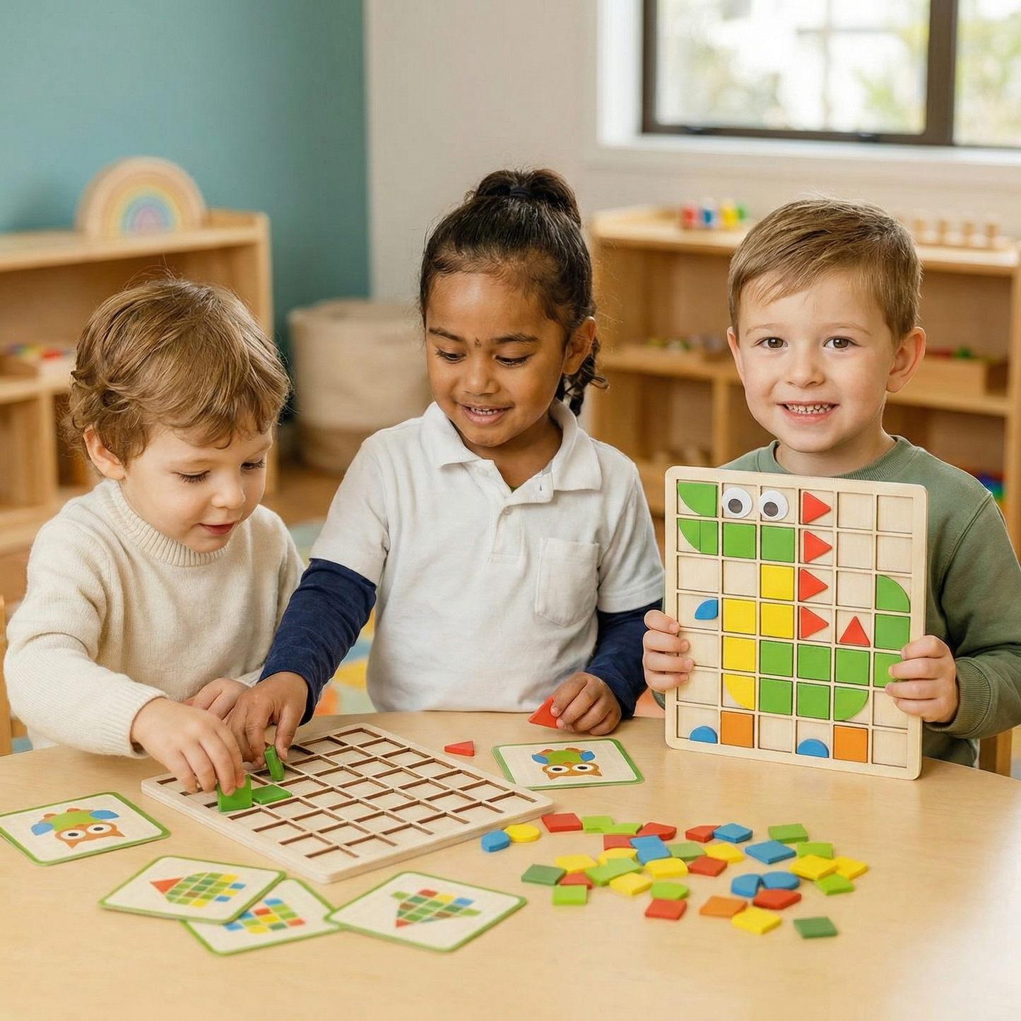 Montessori Mosaic Puzzle Colors and Shapes Game