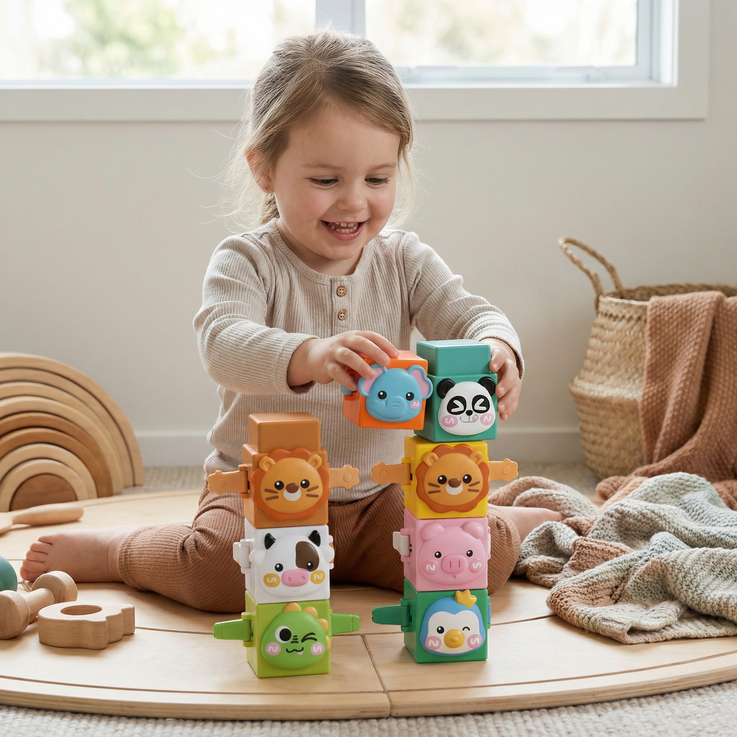 Educational Montessori Animal Stacking Building Toy