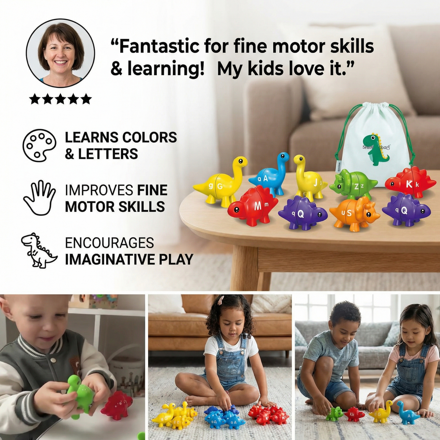 Educational Montessori Color Dinosaur Sorting Game Set